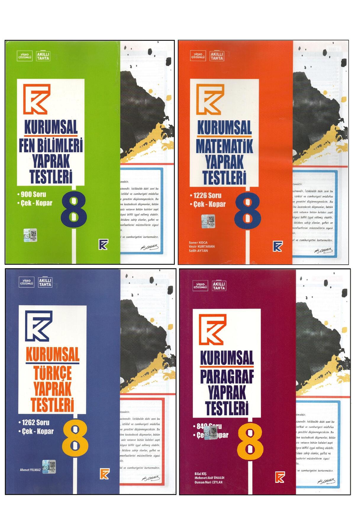 1_org_zoom KURMAY 8. SINIF FEN B.+MATEMATİK+TÜRKÇE+PARAGRAF KURUMSAL YAPRAK TESTLERİ (4 KİTAP) - Görsel 1