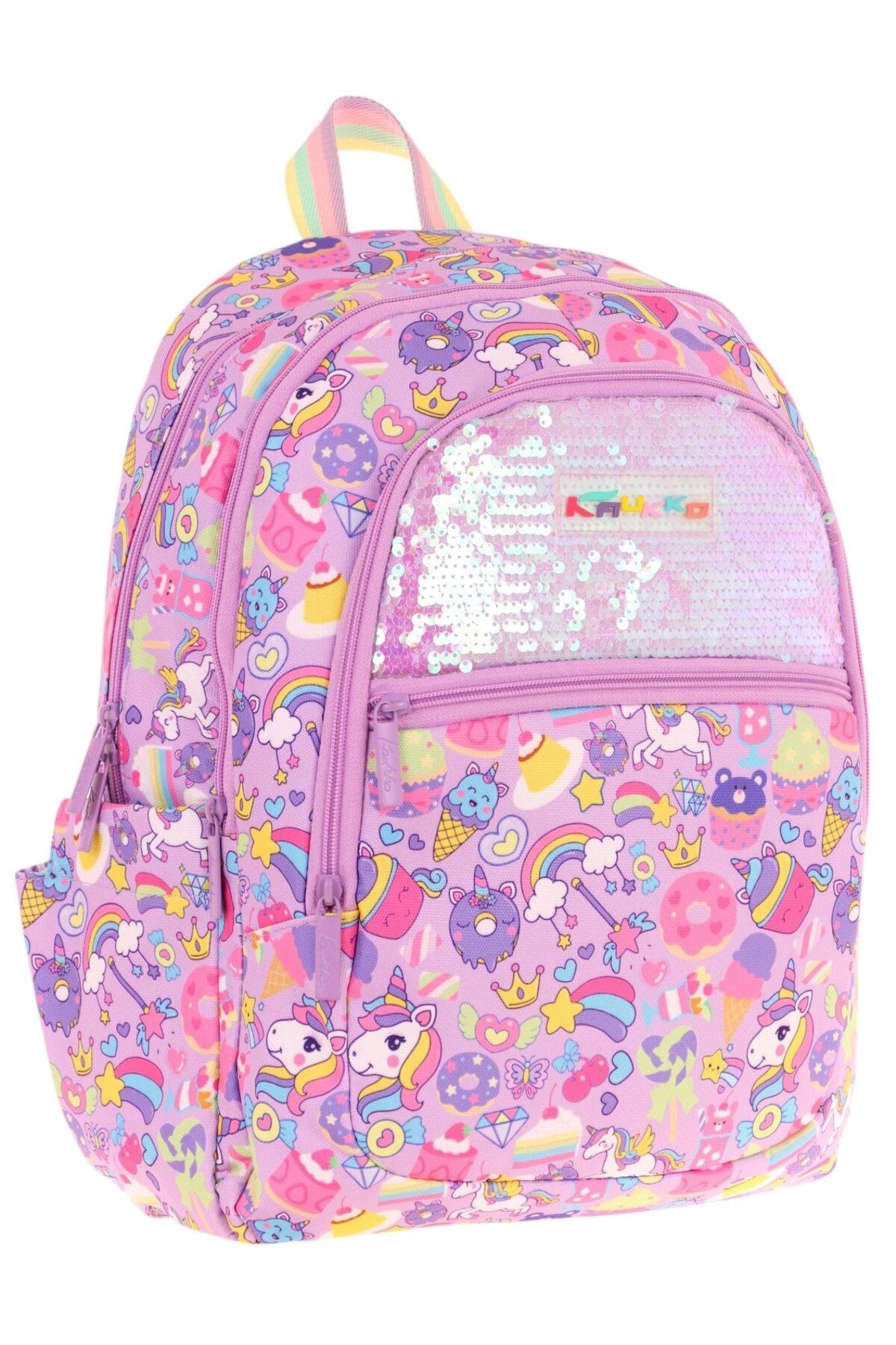 1_org_zoom Kids Kız Çocuk (Lila - Pullu Sweet Desenli) Dört Gözlü Okul Sırt Çantası - L5215 - Görsel 1