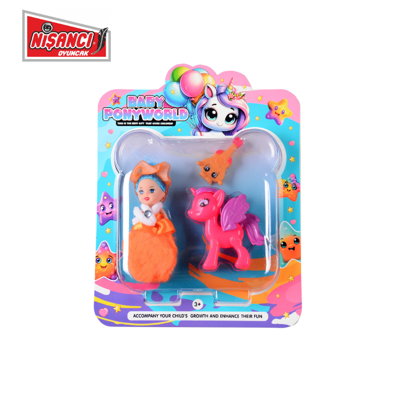 BABY-PONYWORLD-1-2026 Baby Ponyworld 3’lü Set | Peluş Parmak Bebek & Sevimli At & Shopkids Karakter - Görsel 1