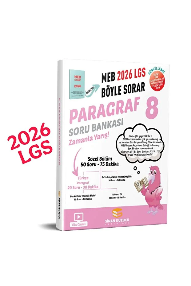 paragraf-8-soru-bankası SİNAN KUZUCU YAYINLARI 8. Sınıf 2026 Lgs Meb Böyle Sorar PARAGRAF Soru Bankası Video Çözümlü - Görsel 1